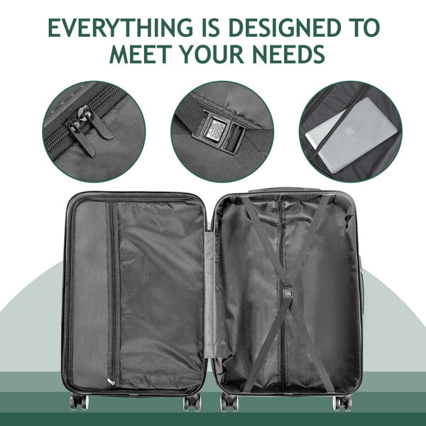 All-in-One 4-Piece Luggage Set – Retro Green Travel Suitcases (16” to 28”)