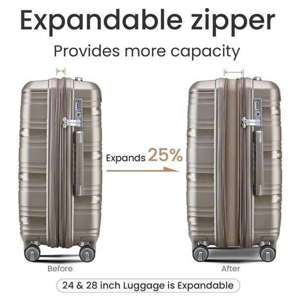 Jetsetter Journey 4-Piece Luggage Set – Ultra-Light Expandable Suitcases (14” to 28”)