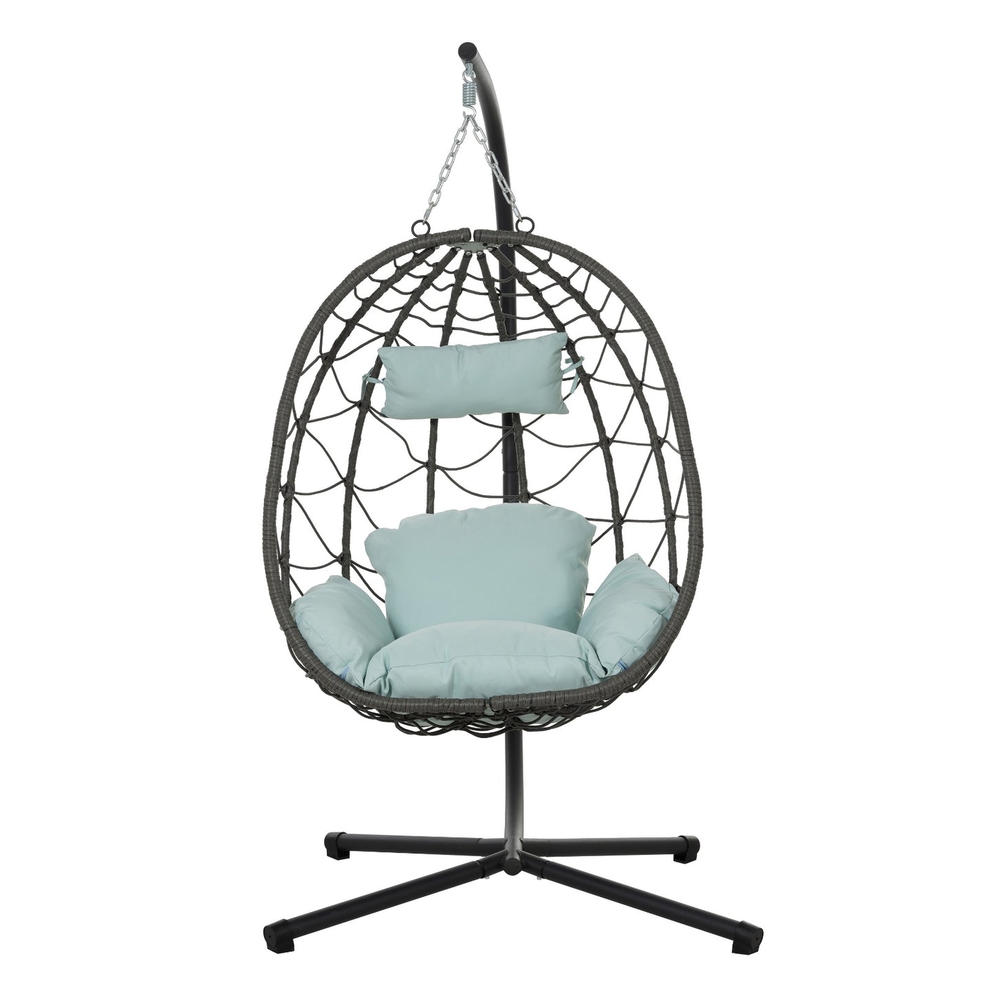 Swing Patio Chair – Foldable Hanging Seat with Cushion (Gray)