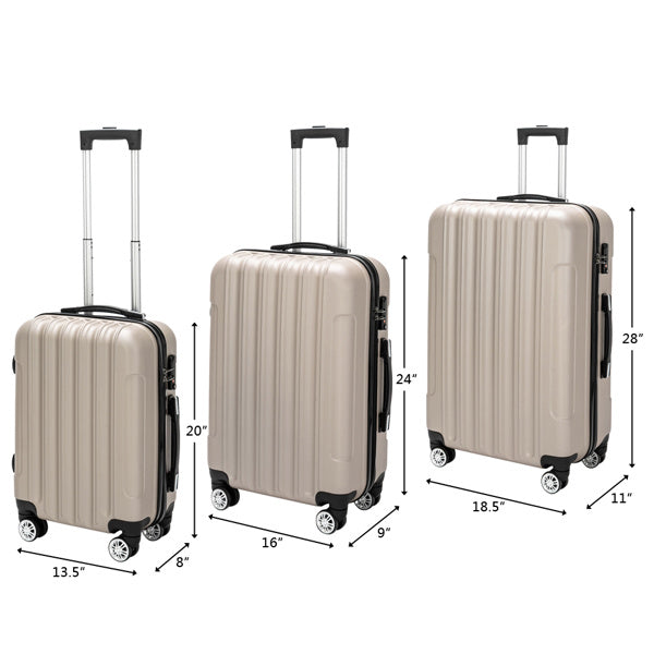 Ready to Fly Luggage Set – 3-Piece Spinner Suitcases, Champagne (20"–28")