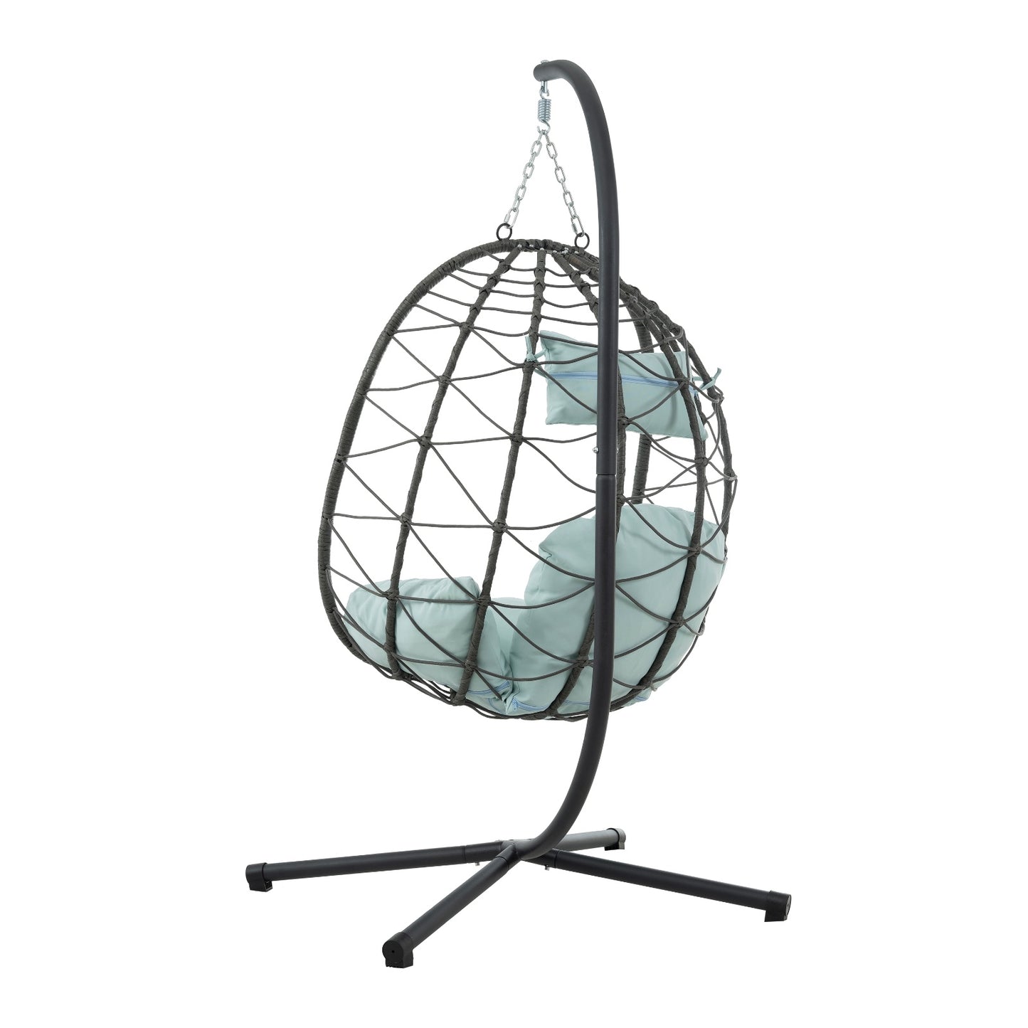 Swing Patio Chair – Foldable Hanging Seat with Cushion (Gray)