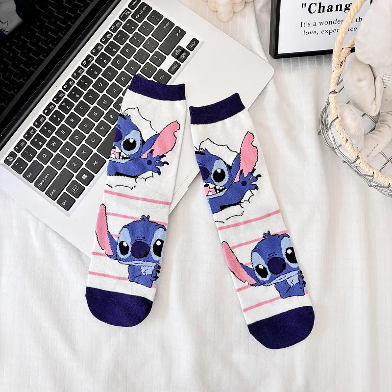 Kawaii Cartoon Calf Socks – Stitch-Inspired Anime Style