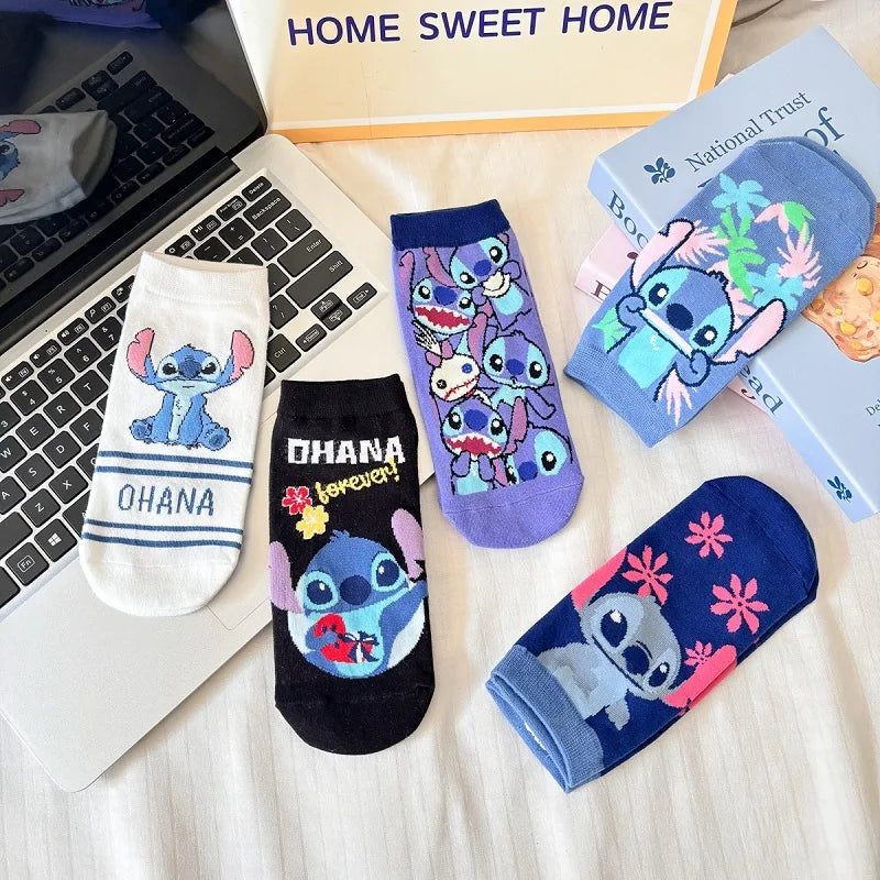 5 Pairs Cartoon Character Short Socks – Colorful Knit Ankle Set
