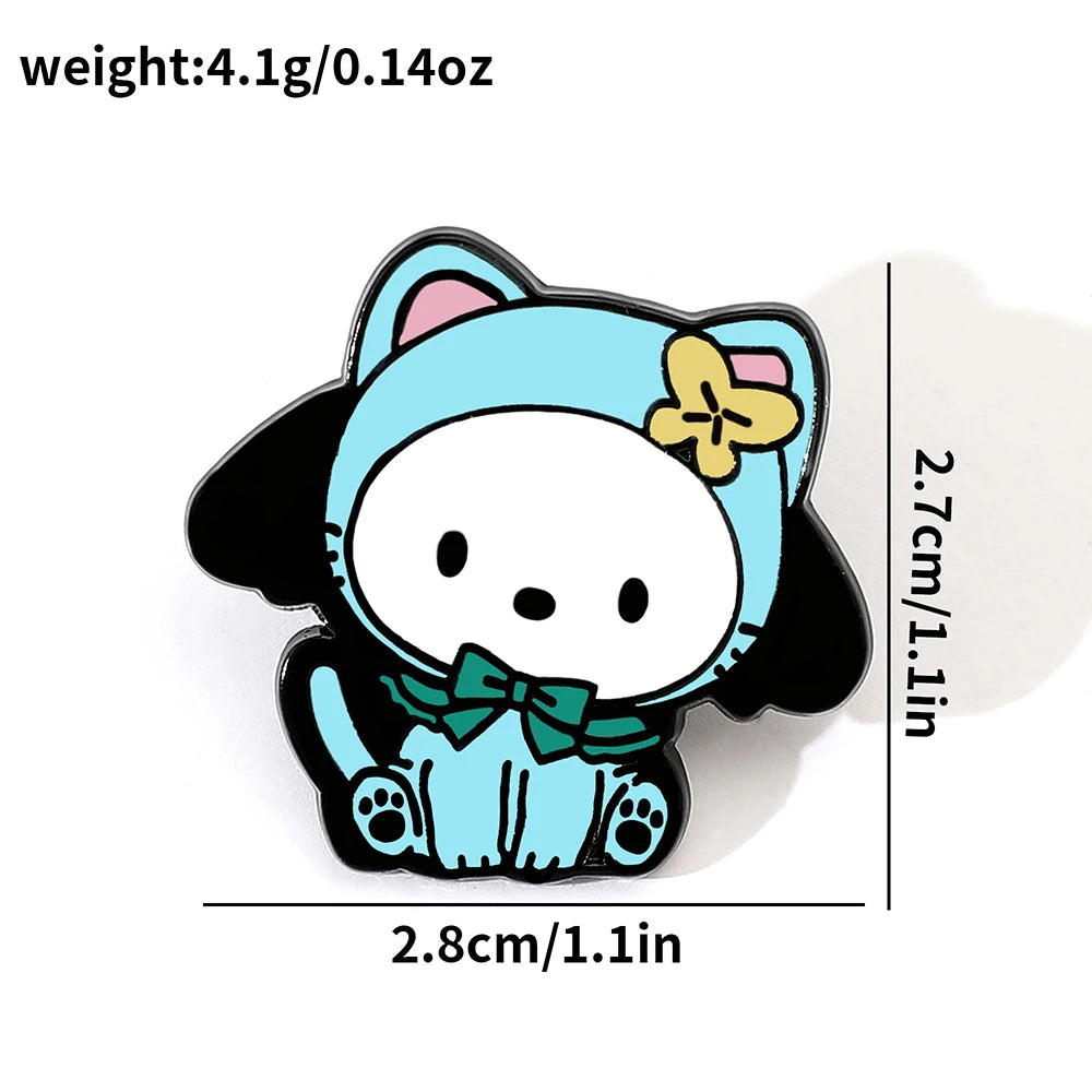 5-Piece Kawaii Cartoon Brooch Set – Cute Pink Cat & Friends Pins