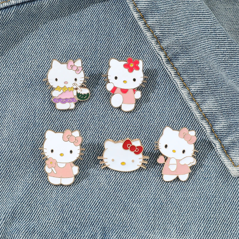 5-Piece Cute Cartoon Enamel Pin Set – Kawaii Brooches for Bags & Clothing