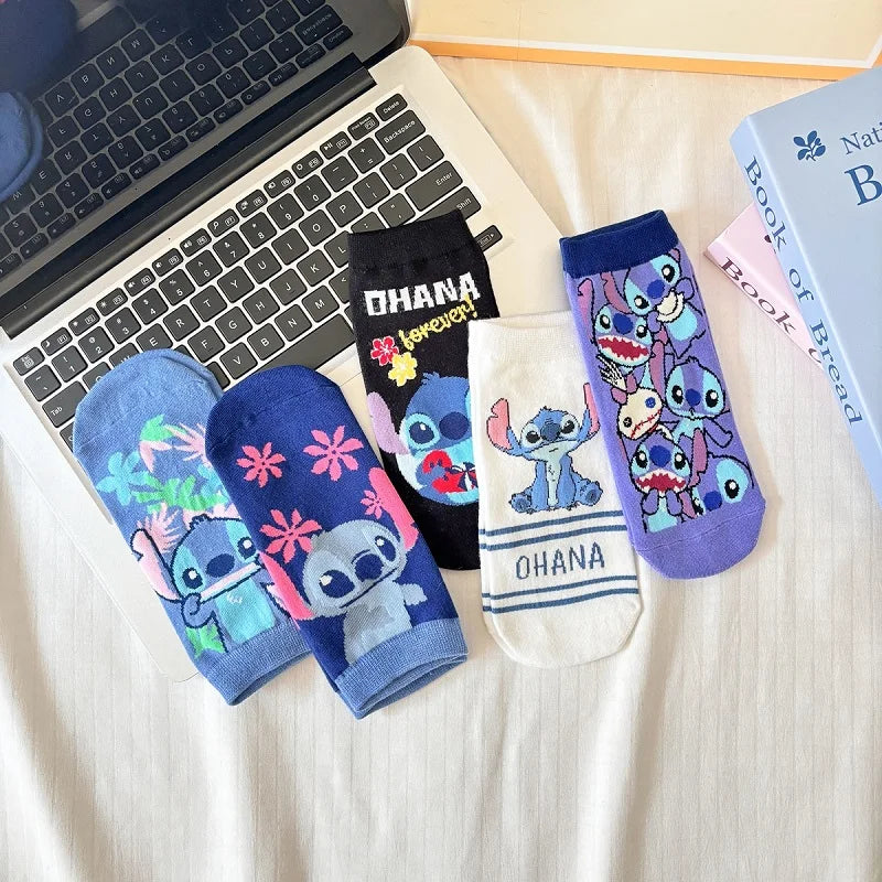 5 Pairs Cartoon Character Short Socks – Colorful Knit Ankle Set