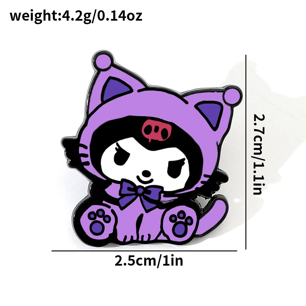 5-Piece Kawaii Cartoon Brooch Set – Cute Pink Cat & Friends Pins