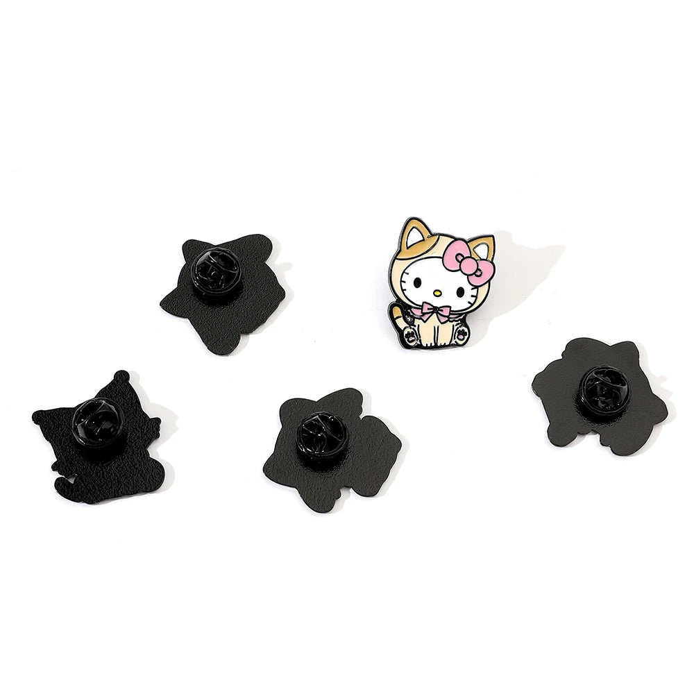 5-Piece Kawaii Cartoon Brooch Set – Cute Pink Cat & Friends Pins
