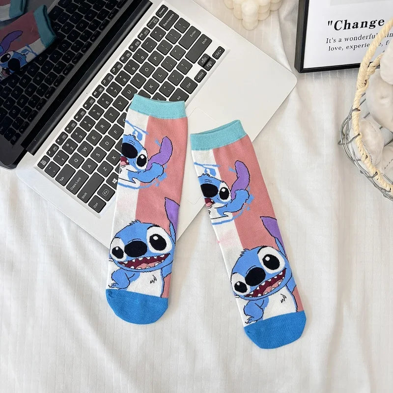 Kawaii Cartoon Calf Socks – Stitch-Inspired Anime Style