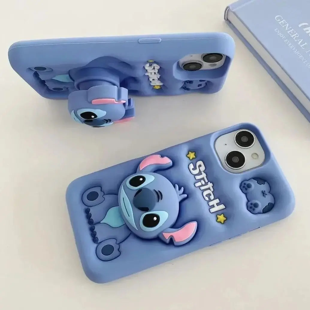 Cute 3D Cartoon Grip Case – Shockproof Phone Cover for iPhone 14, 15 & 16