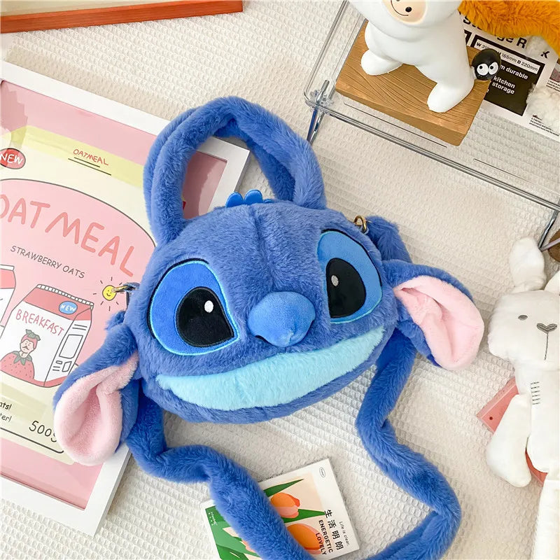 Kawaii Blue Plush Messenger Bag – Soft Cartoon Shoulder Bag for Kids