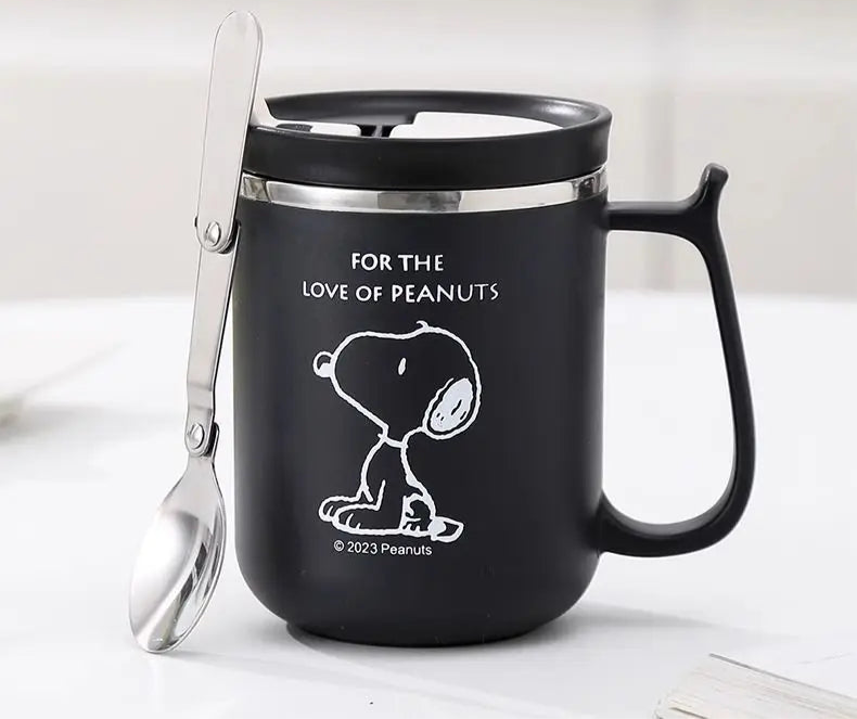 Cartoon Beagle Stainless Steel Mug – 480ml Insulated Travel Cup with Lid