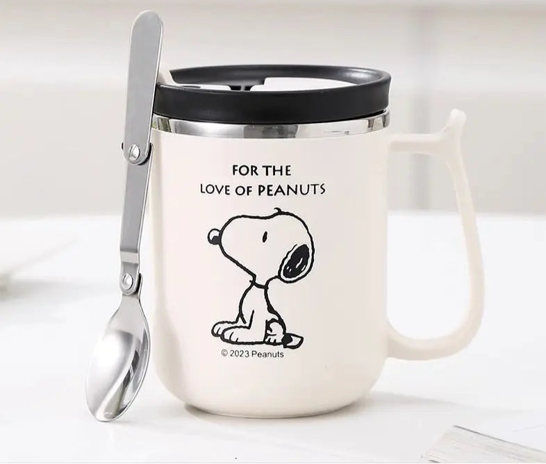 Cartoon Beagle Stainless Steel Mug – 480ml Insulated Travel Cup with Lid