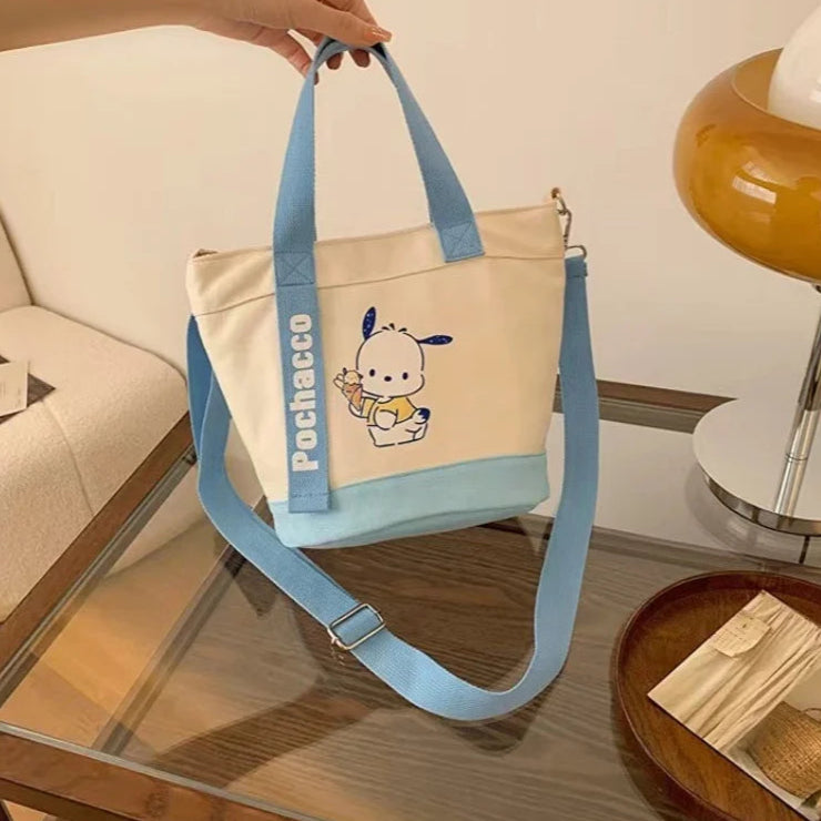 Kawaii Character Canvas Bucket Bag – Cute Crossbody & Handbag for Everyday Use