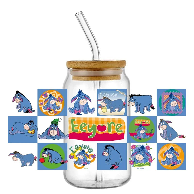 Cartoon Bear Cup Wrap – 16oz Reusable Glass Tumbler Sticker