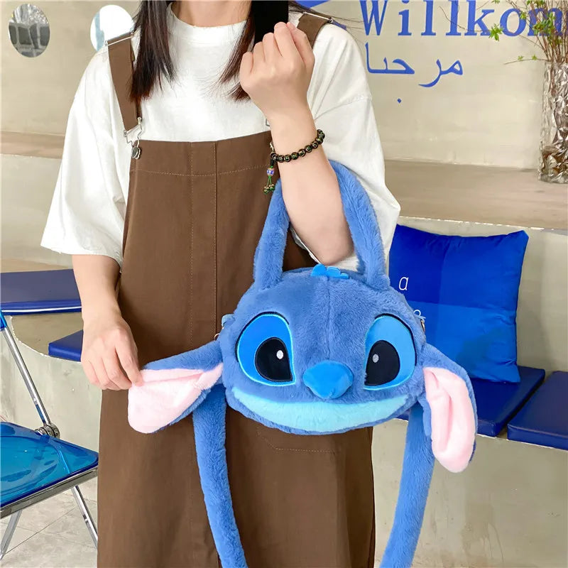 Kawaii Blue Plush Messenger Bag – Soft Cartoon Shoulder Bag for Kids