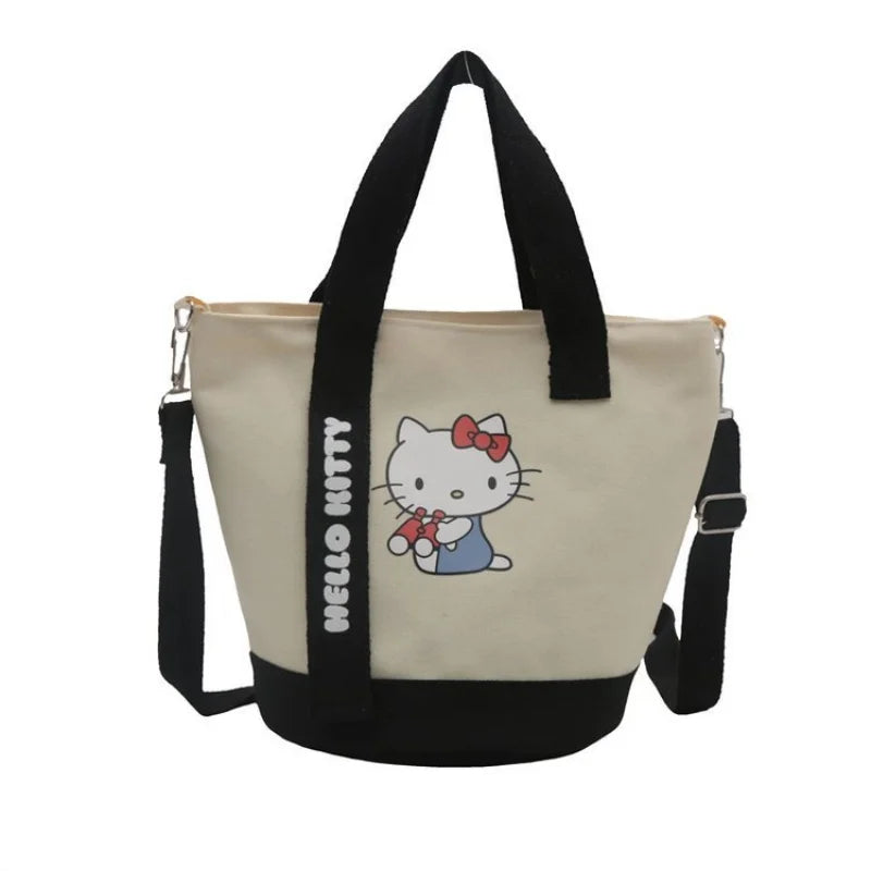 Kawaii Character Canvas Bucket Bag – Cute Crossbody & Handbag for Everyday Use