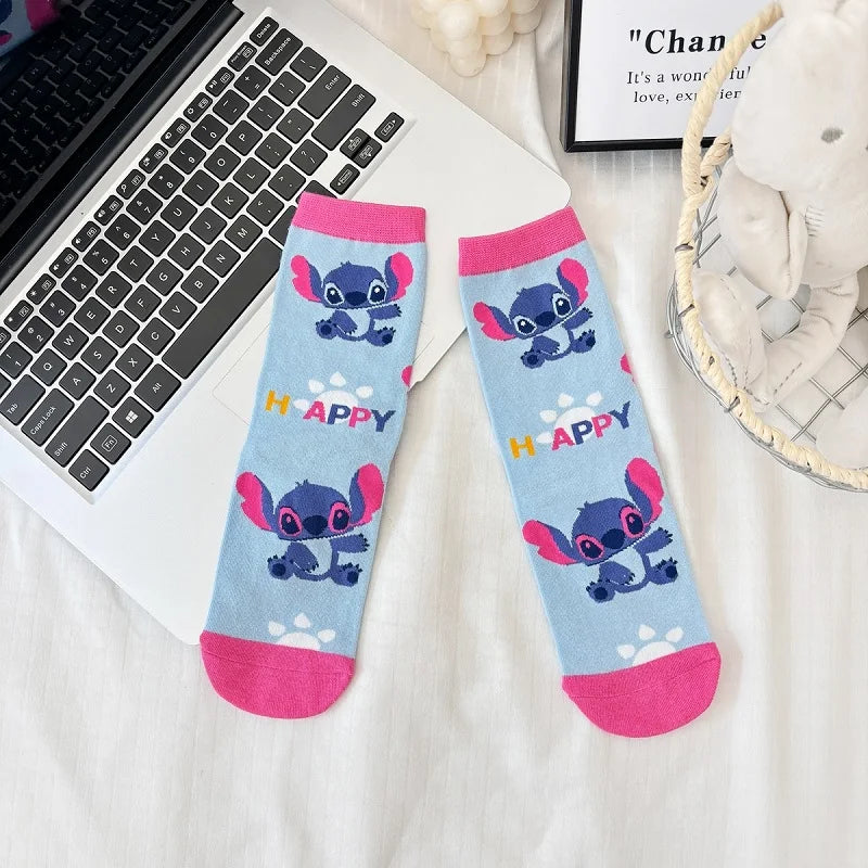 Kawaii Cartoon Calf Socks – Stitch-Inspired Anime Style
