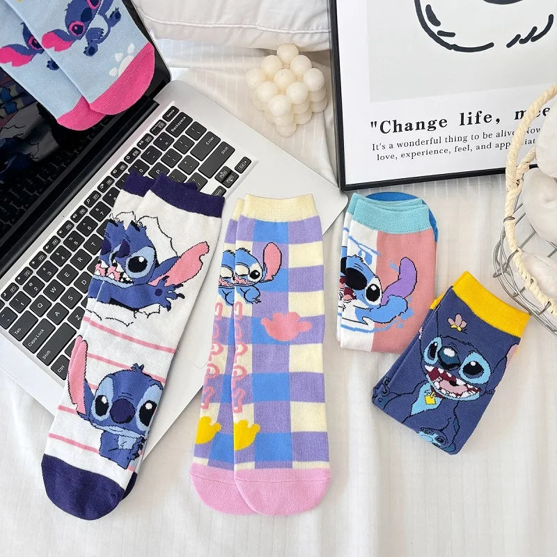 Kawaii Cartoon Calf Socks – Stitch-Inspired Anime Style