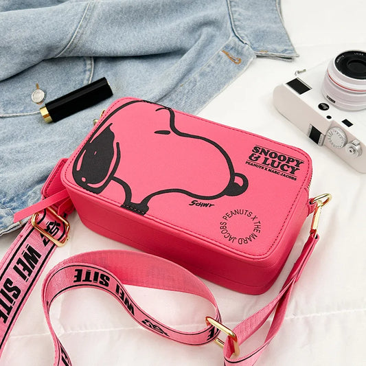 Cartoon Pup Crossbody Bag – Small Square Shoulder Bag with Zipper