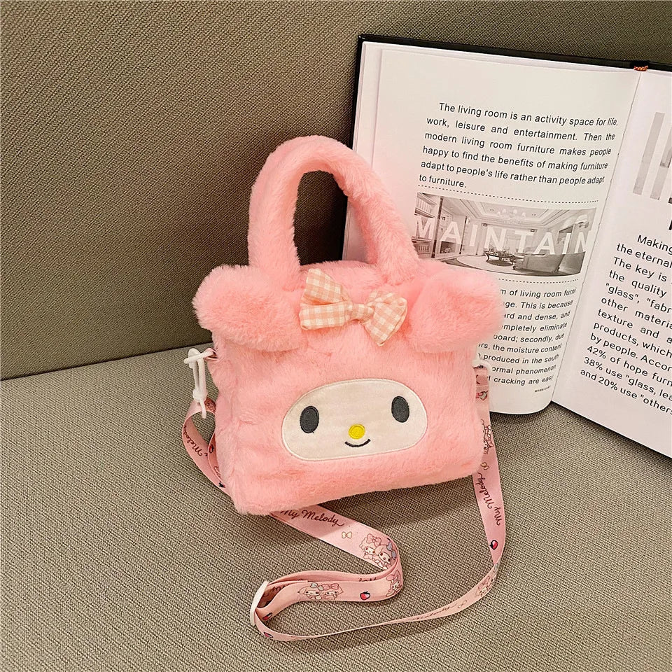Kawaii Plush Bunny & Pup Style Crossbody Bag – Cute Anime-Inspired Handbag for Girls