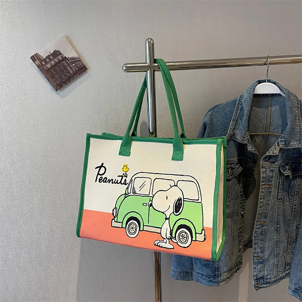 Kawaii Cartoon Canvas Tote – Cute Satchel Backpack for Daily Use