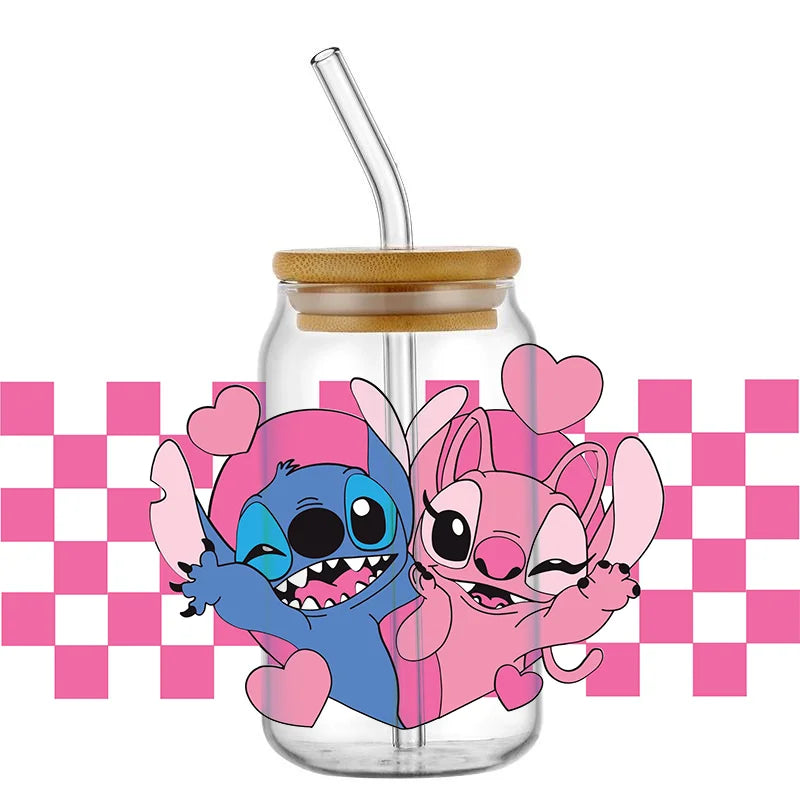 Kawaii Blue Alien Cup Wrap – 16oz UV DTF Waterproof Tumbler Sticker