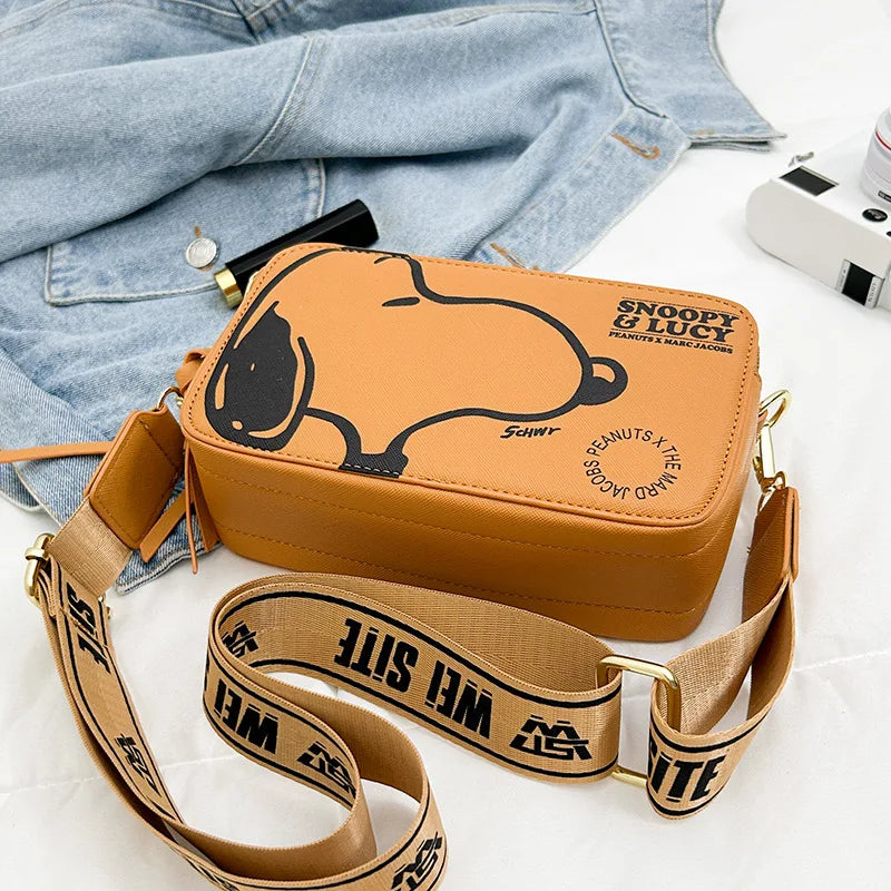 Cartoon Pup Crossbody Bag – Small Square Shoulder Bag with Zipper