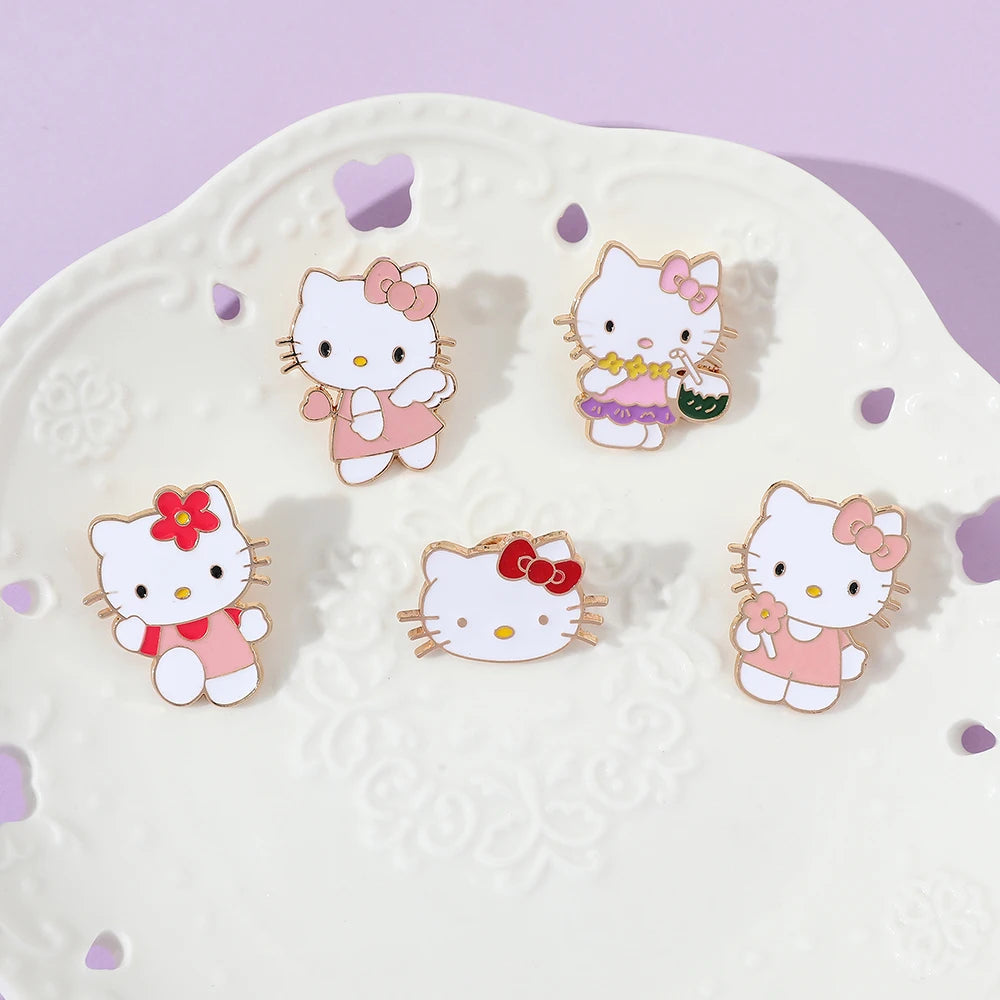 5-Piece Cute Cartoon Enamel Pin Set – Kawaii Brooches for Bags & Clothing