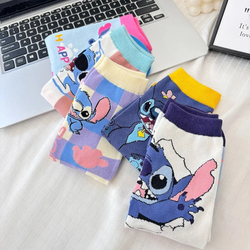 Kawaii Cartoon Calf Socks – Stitch-Inspired Anime Style