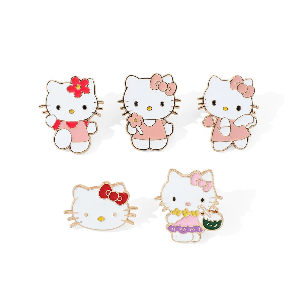 5-Piece Cute Cartoon Enamel Pin Set – Kawaii Brooches for Bags & Clothing