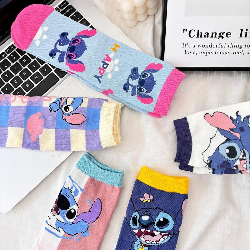 Kawaii Cartoon Calf Socks – Stitch-Inspired Anime Style