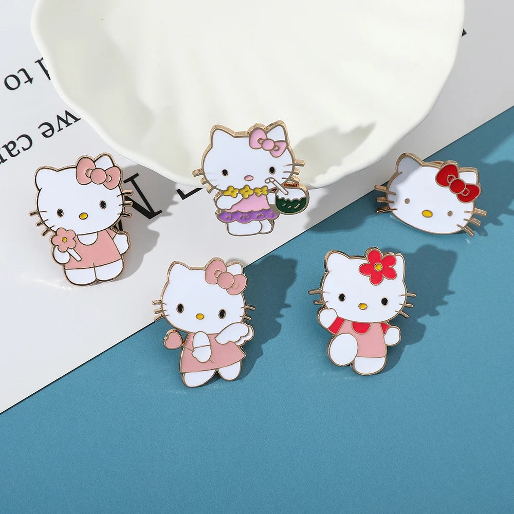 5-Piece Cute Cartoon Enamel Pin Set – Kawaii Brooches for Bags & Clothing