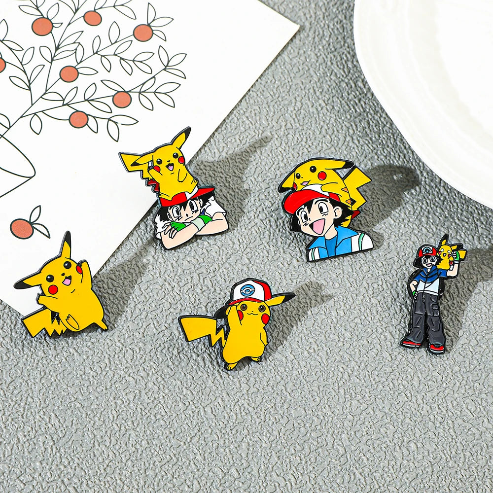 5 Cute Cartoon Brooch Set – Anime Style Metal Pins for Clothes, Bags, & Gifts