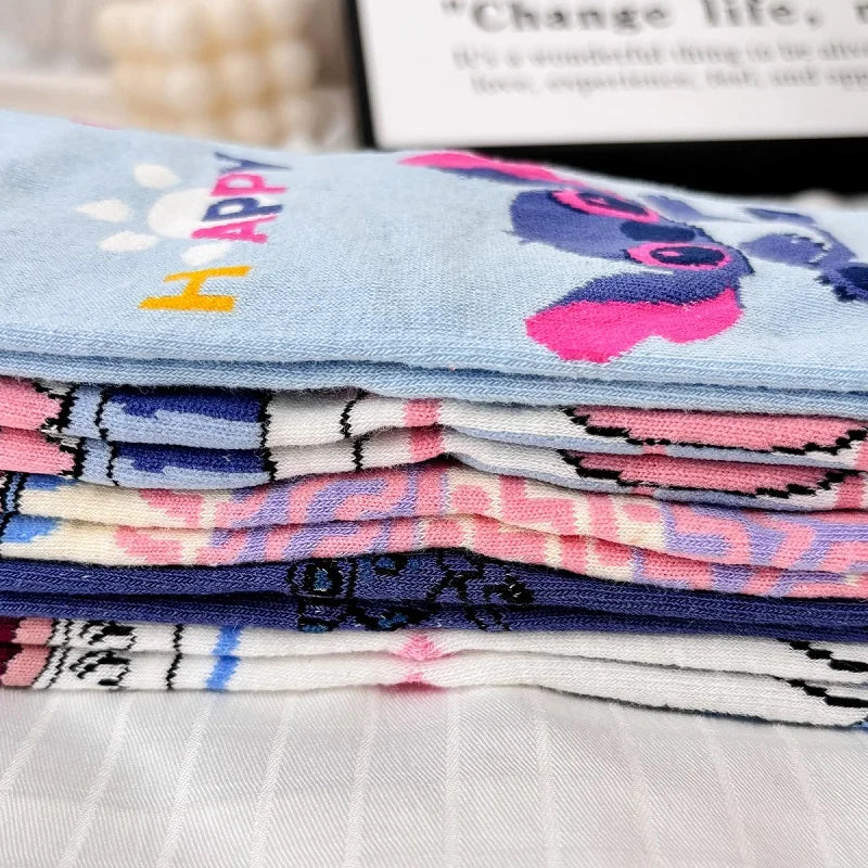 Kawaii Cartoon Calf Socks – Stitch-Inspired Anime Style