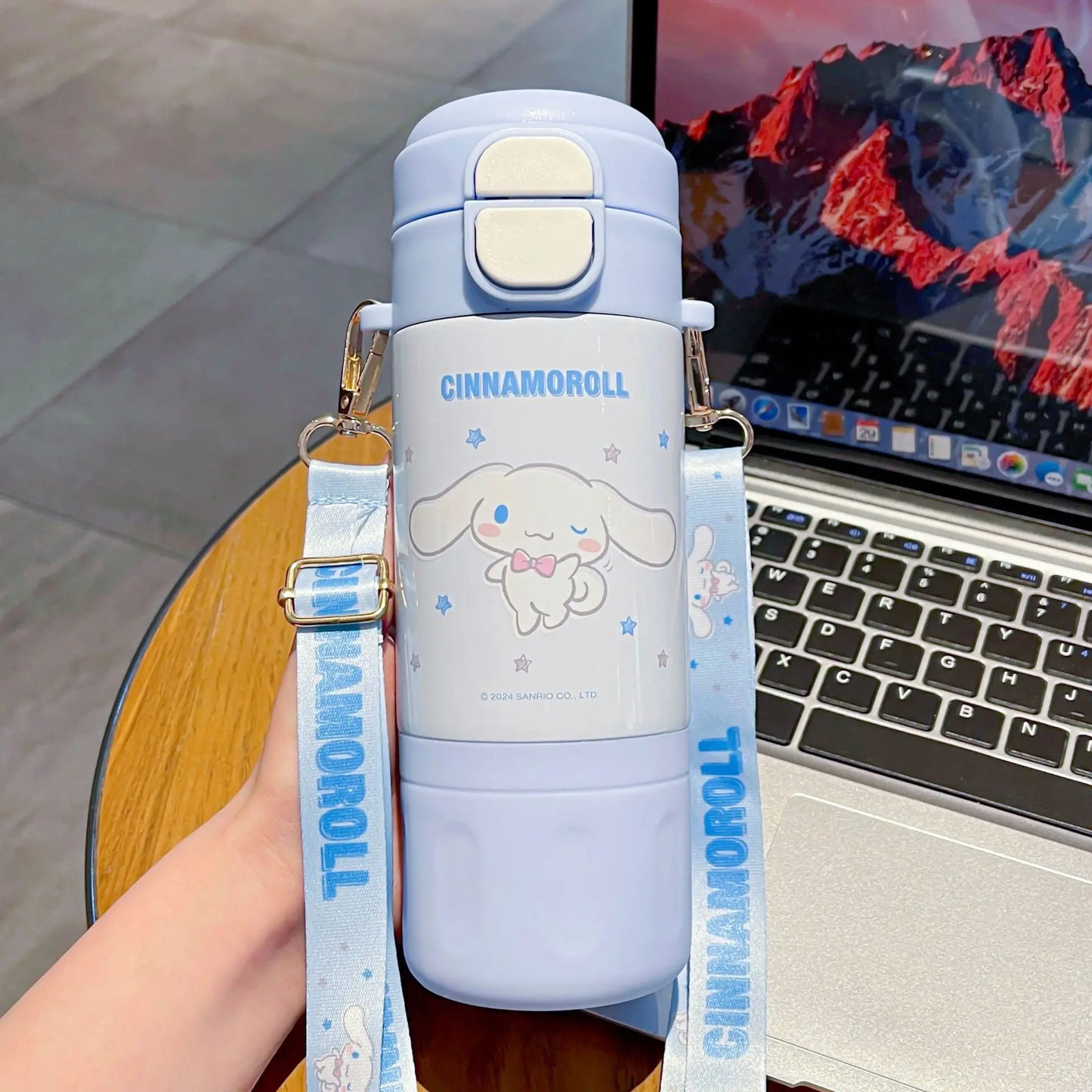Cute Bunny Water Bottle with Strap – Leakproof & Insulated