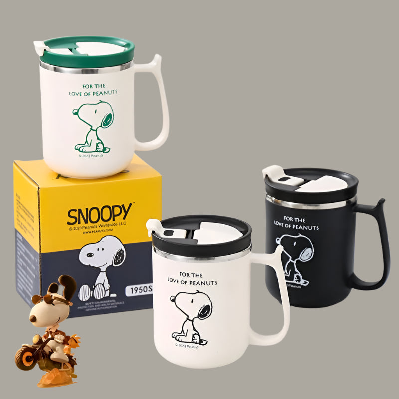 Cartoon Beagle Stainless Steel Mug – 480ml Insulated Travel Cup with Lid