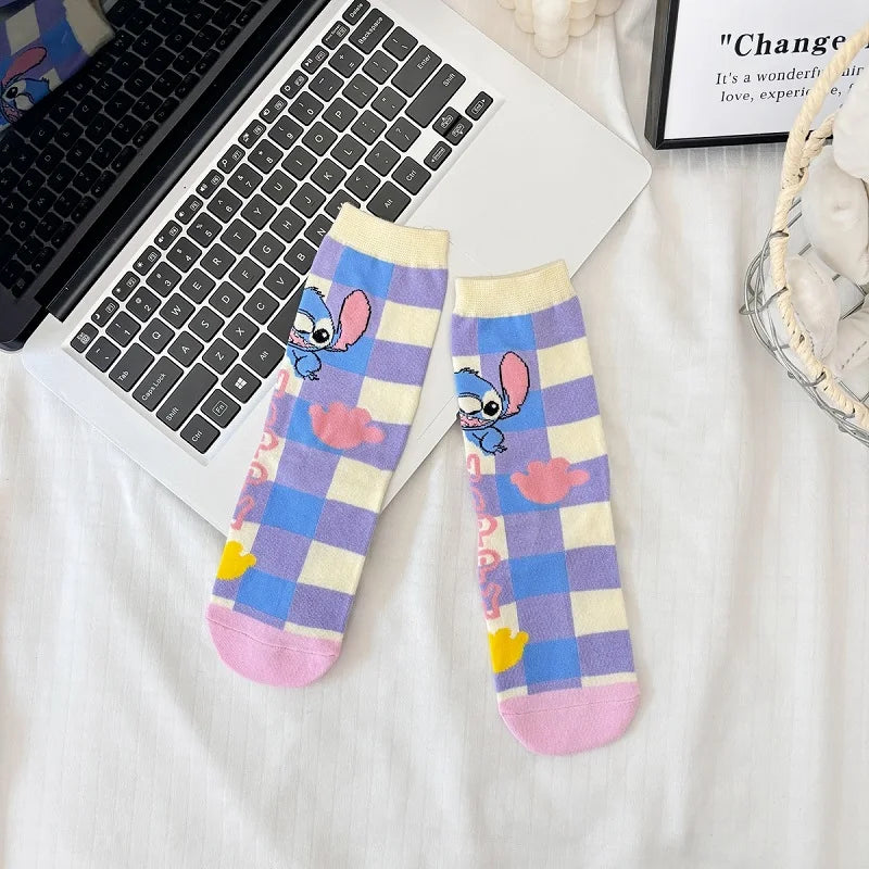 Kawaii Cartoon Calf Socks – Stitch-Inspired Anime Style