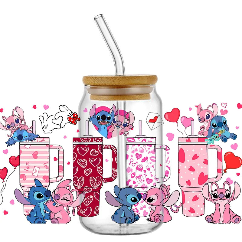 Kawaii Blue Alien Cup Wrap – 16oz UV DTF Waterproof Tumbler Sticker