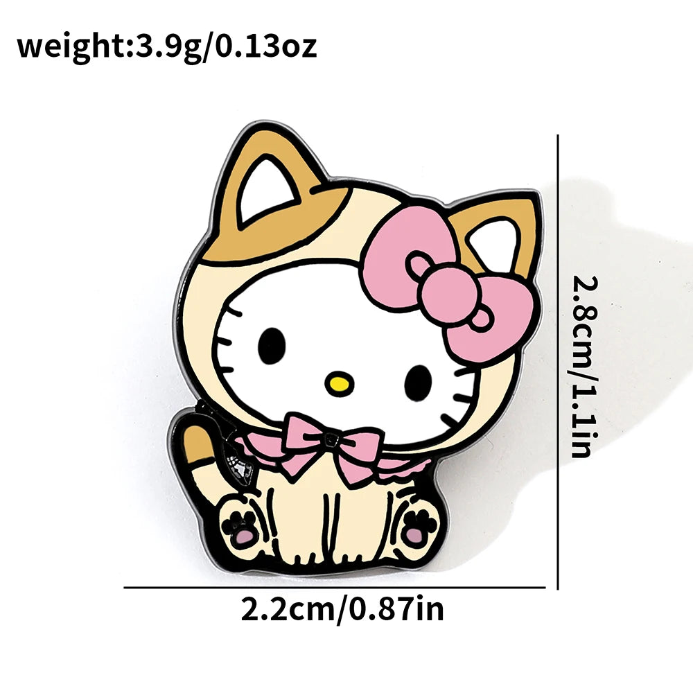5-Piece Kawaii Cartoon Brooch Set – Cute Pink Cat & Friends Pins