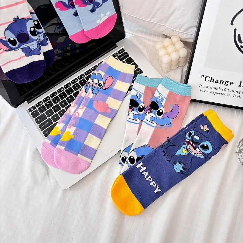 Kawaii Cartoon Calf Socks – Stitch-Inspired Anime Style