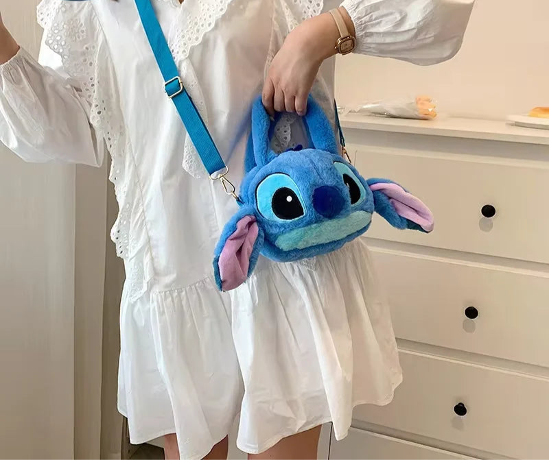 Kawaii Blue Plush Messenger Bag – Soft Cartoon Shoulder Bag for Kids