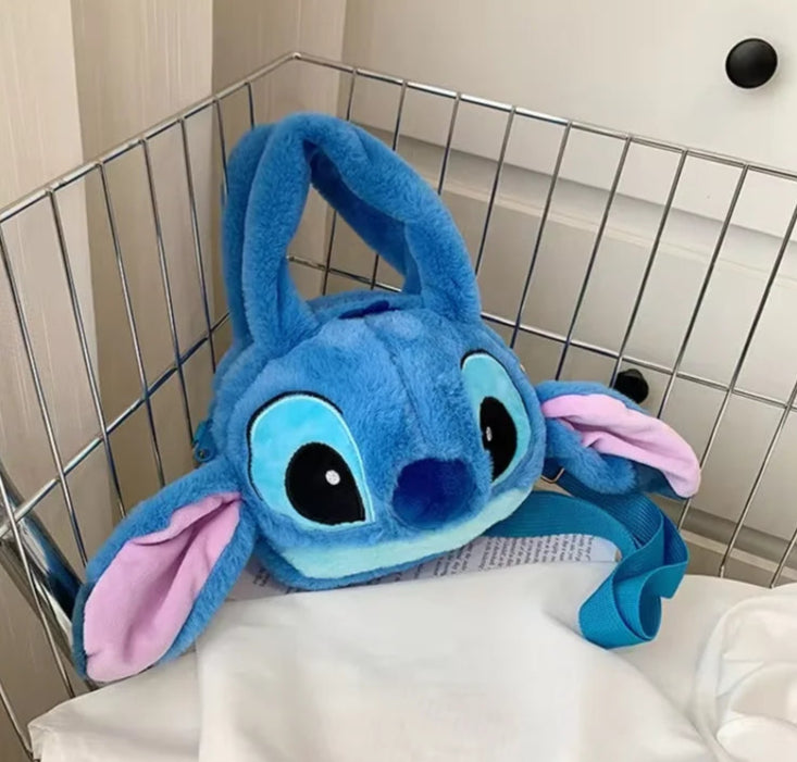 Kawaii Blue Plush Messenger Bag – Soft Cartoon Shoulder Bag for Kids