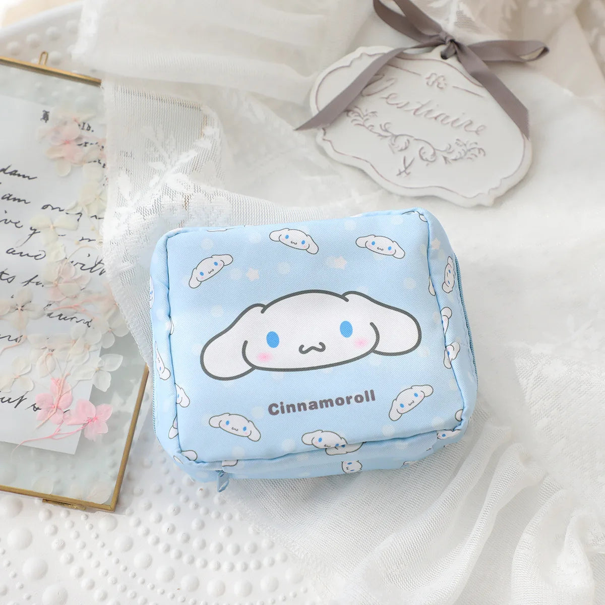 Kawaii Pink Pouch – Small Storage Bag with Zipper