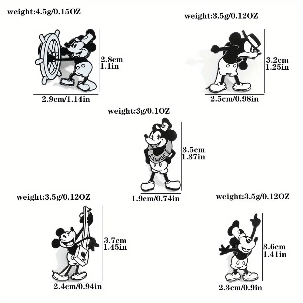 5-Piece Cartoon Mouse Enamel Pin Set – Cute Anime-Inspired Brooches