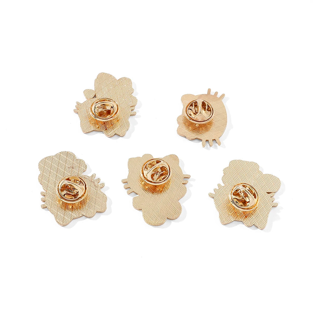5-Piece Cute Cartoon Enamel Pin Set – Kawaii Brooches for Bags & Clothing