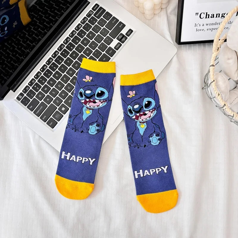 Kawaii Cartoon Calf Socks – Stitch-Inspired Anime Style
