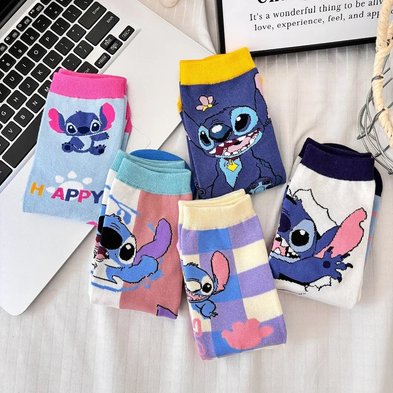 Kawaii Cartoon Calf Socks – Stitch-Inspired Anime Style