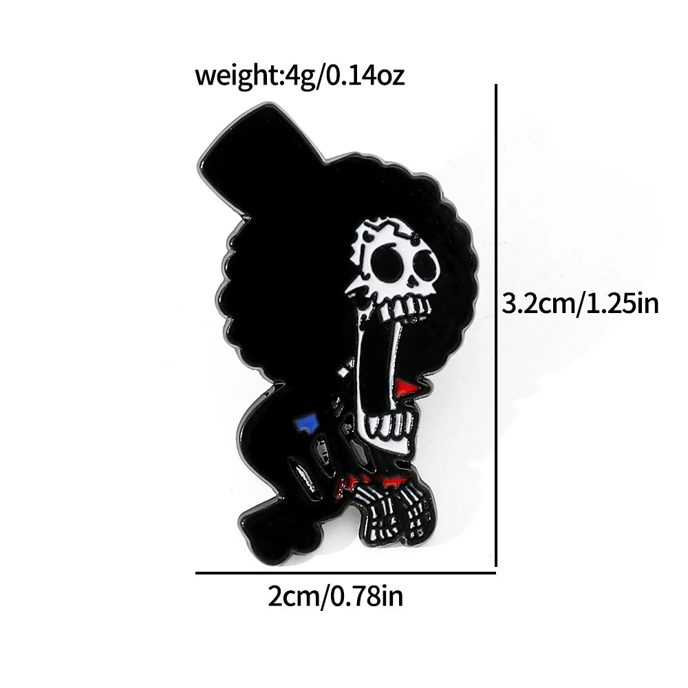 5-Piece Cartoon Pirate Enamel Pin Set – Kawaii Metal Brooches for Bags & Jackets