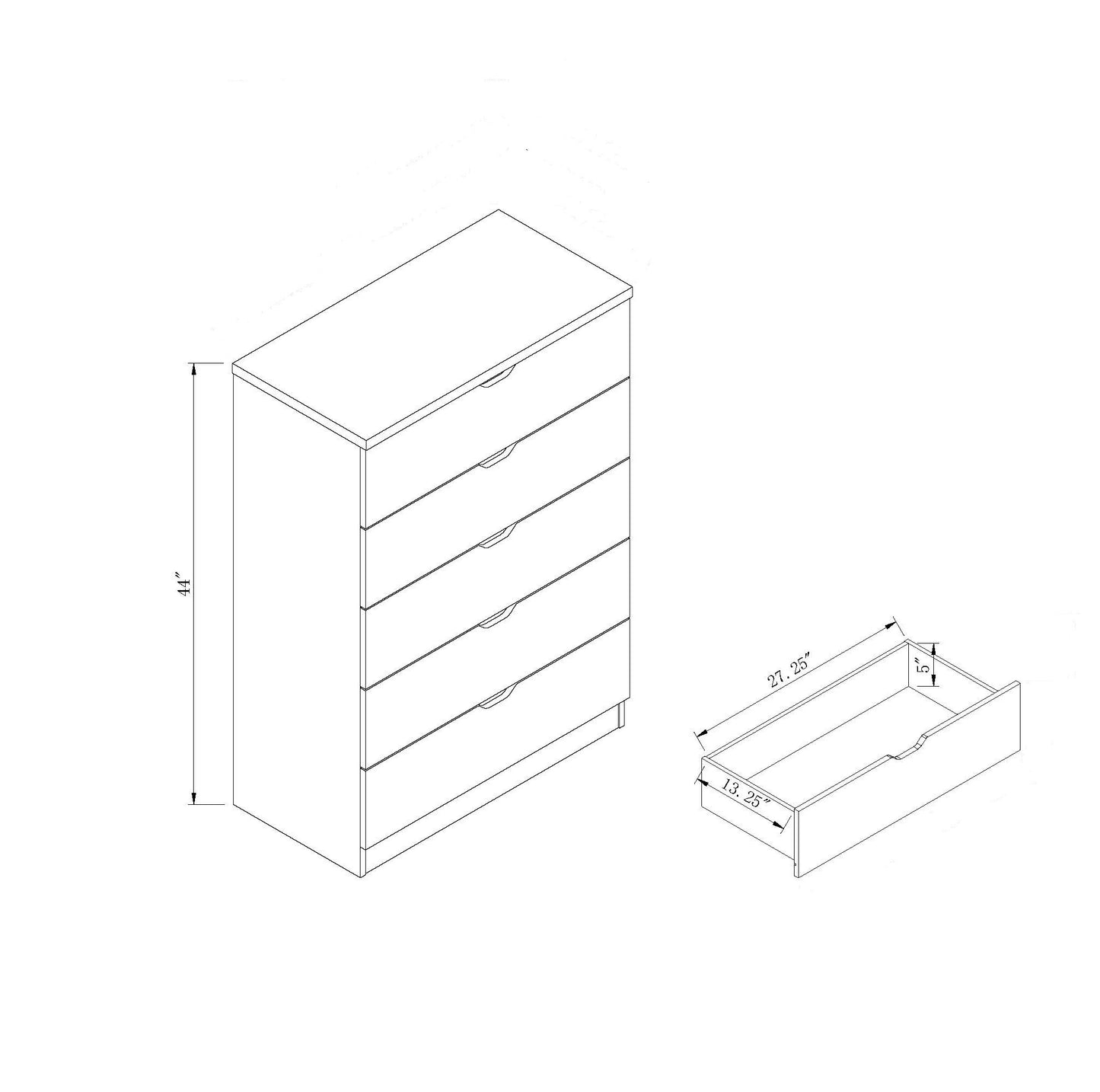 5-Drawer Bedroom Dresser – Mahogany Finish Storage Chest